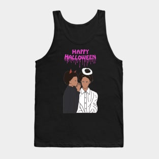 Happy Halloween Devil and Angel Whisper Pink Tank Top